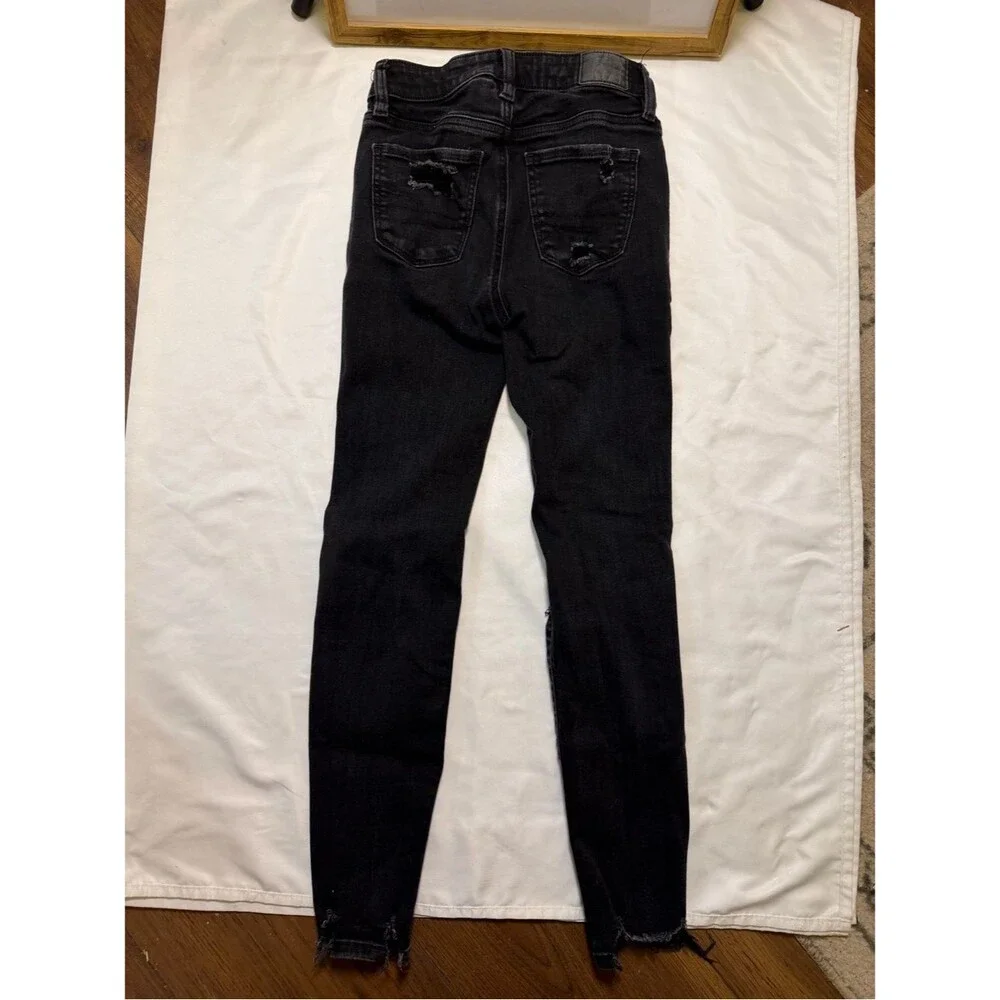 American Eagle size 00 short Charcoal Black Stretch hi rise jeggings